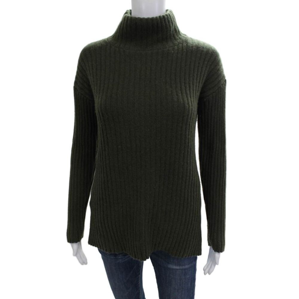 Pure Amici Womens Pullover Cashmere Turtleneck Green Long Sleeve Size M